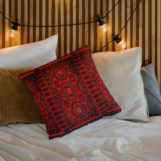 Antique Oriental rug design in red -ethnic  Throw Pillow (Creator Uploaded)
