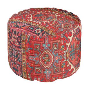 Antique Oriental Turkish or Persian Carpet Print Pouf