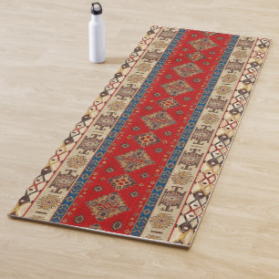 Antique Oriental Turkish Red Ottoman Kilim Rug Yoga Mat