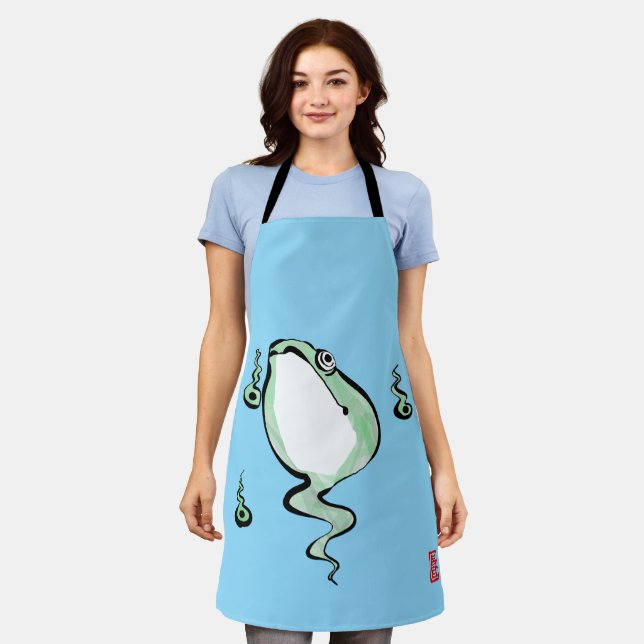 Antique Origin Story Grumpy Frog Japanese Toad Apron (Worn)