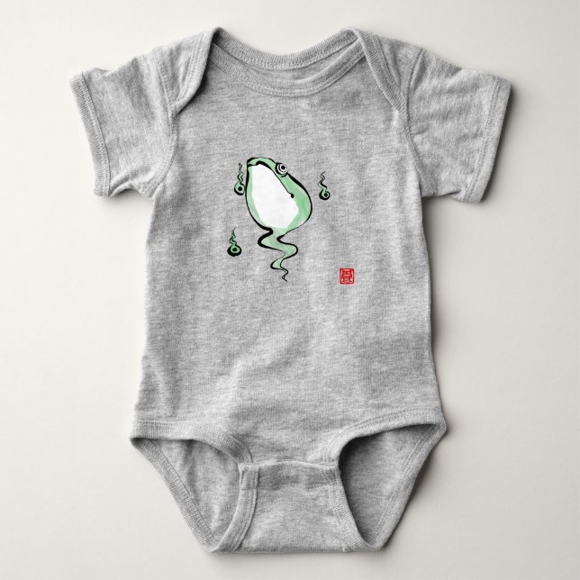 Antique Origin Story Grumpy Frog Japanese Toad Baby Bodysuit (Front)