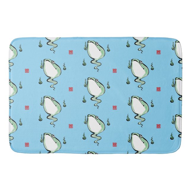 Antique Origin Story Grumpy Frog Japanese Toad Bath Mat (Front)