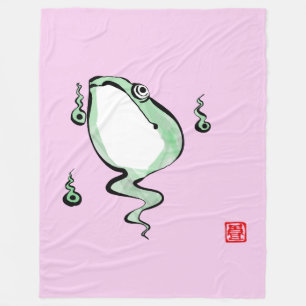 Antique Origin Story Grumpy Frog Japanese Toad Fleece Blanket