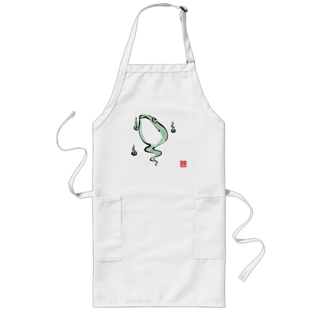 Antique Origin Story Grumpy Frog Japanese Toad Long Apron (Front)