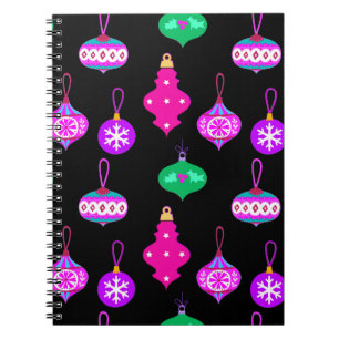 Antique Ornament Pattern in Pink, Teal and Black Notebook
