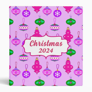 Antique Ornament Pattern in Pink, Teal and Orchid Binder
