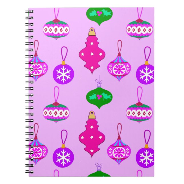 Antique Ornament Pattern in Pink, Teal and Orchid Notebook (Front)