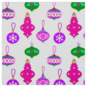 Antique Ornament Pattern in Pink, Violet and Teal Fabric
