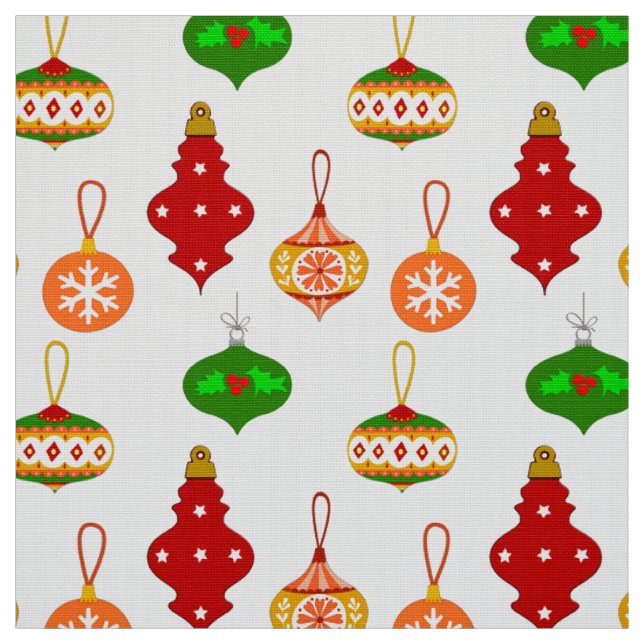 Antique Ornament Pattern in Red, Green and White Fabric (Swatch)