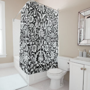 Antique Ornamental Floral white on black