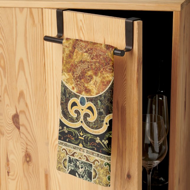 Antique Ornamental Italian Gemstone Pattern Kitchen Towel (Thirds Fold)