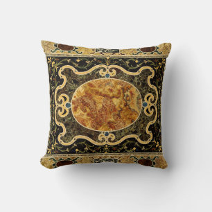 Antique Ornamental Italian Gemstone Pattern Throw Pillow