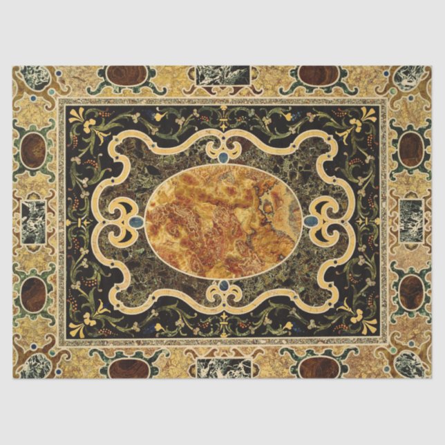 Antique Ornamental Italian Gemstone Pattern Tissue Paper (Front)