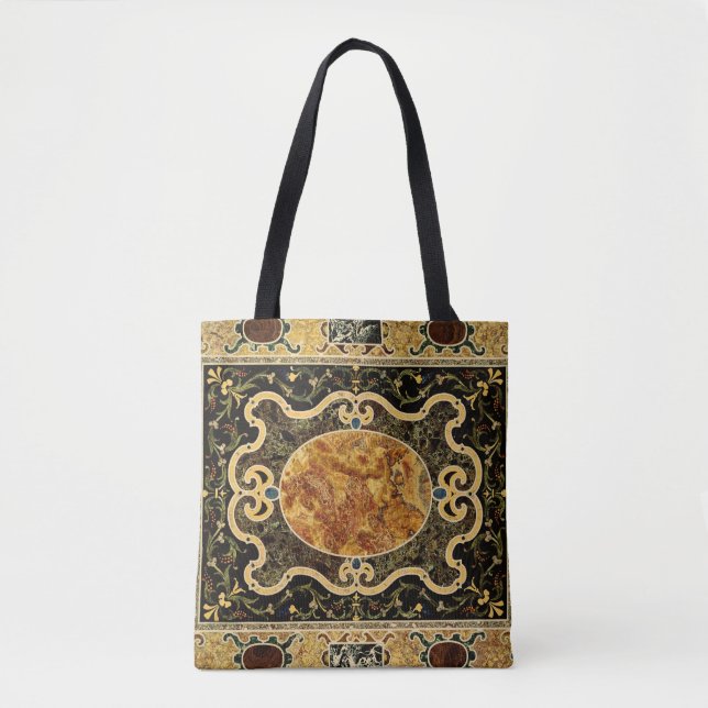 Antique Ornamental Italian Gemstone Pattern Tote Bag (Front)