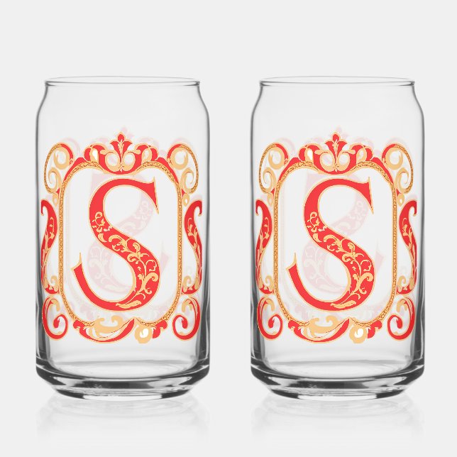 Antique Ornamental Monogram - Capital S Can Glass (Front)
