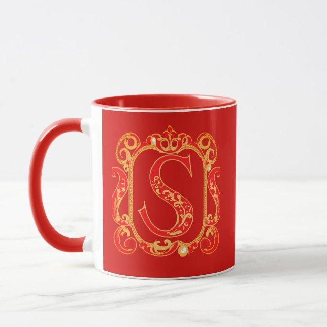  Antique ornamental monogram - capital  S  Mug (Left)