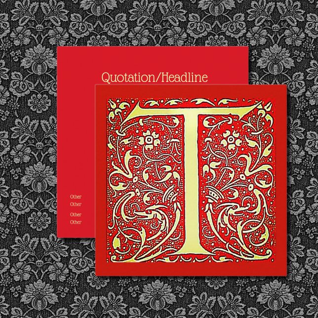 Antique ornamental monogram -  capital  T  Square Business Card (Creator Uploaded)