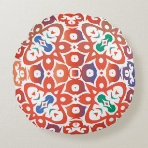 Antique ornate tiles talavera mexico. Hand drawn d Round Pillow