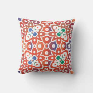 Antique ornate tiles talavera mexico. Hand drawn d Throw Pillow