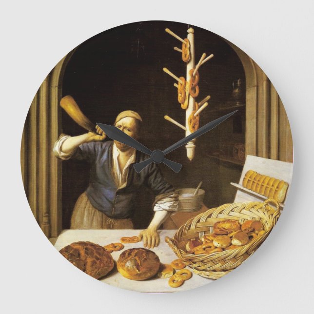 ANTIQUE OVEN  BAKER ,BAKERY BREAD SHOP LARGE CLOCK (Front)