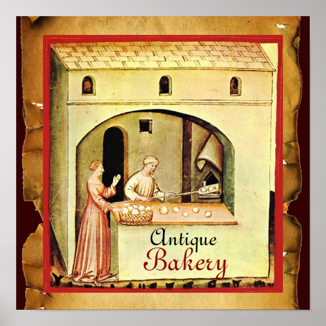 ANTIQUE OVEN  BAKER ,BAKERY BREAD SHOP POSTER (Front)