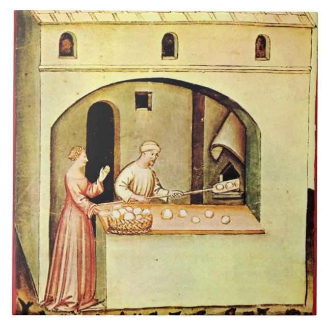 ANTIQUE OVEN  BAKER ,BAKERY BREAD SHOP TILE (Front)