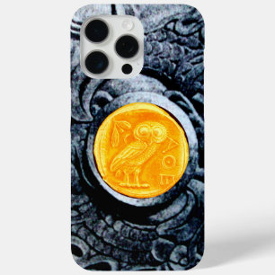ANTIQUE OWL GOLD CIN WITH SILVER GRIFFONS iPhone 15 PRO MAX CASE