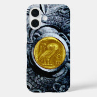 ANTIQUE OWL GOLD COIN  WITH SILVER GRIFFONS