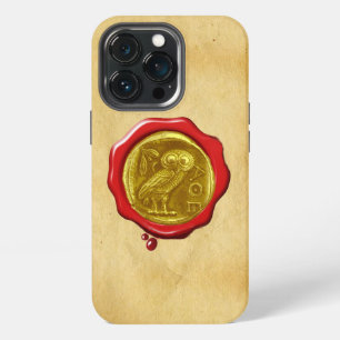 ANTIQUE OWL GOLD YELLOW RED WAX SEAL parchment Cas iPhone 13 Pro Case