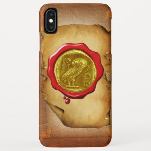 ANTIQUE OWL GOLD YELLOW RED WAX SEAL parchment iPhone XS Max Case
