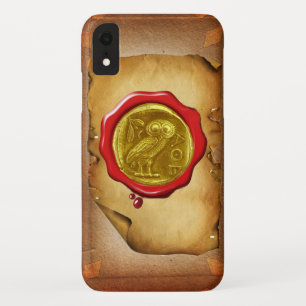 ANTIQUE OWL GOLD YELLOW RED WAX SEAL parchment iPhone XR Case