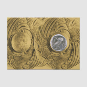 ANTIQUE OWL Silver Greek Coin Tissue Paper