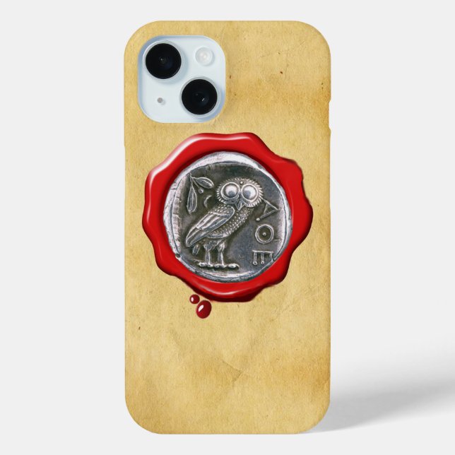 ANTIQUE OWL SILVER RED WAX SEAL Parchment  Case-Mate iPhone Case (Back)