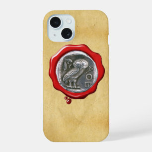 ANTIQUE OWL SILVER RED WAX SEAL Parchment  iPhone 15 Case