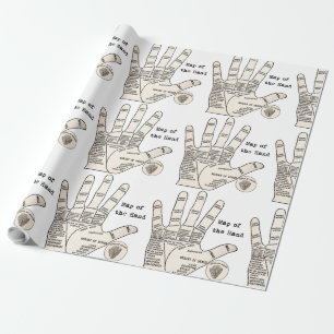 Antique Palm Reader Hand Diagram: Palmistry Wrapping Paper