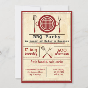 Antique Paper BBQ Party - Invitation