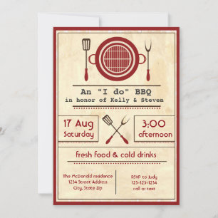 Antique Paper "I do" BBQ Party - Invitation