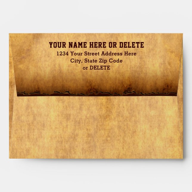Antique Paper Look Personalized Rustic Envelopes (Back (Top Flap))