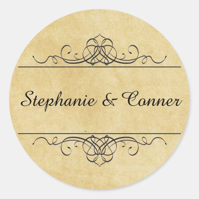 Antique Paper Names - Circle Sticker (Front)