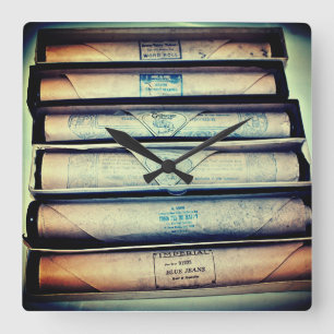 Antique Paper Piano Rolls Square Wall Clock