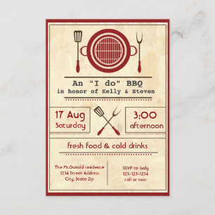 Antique papier "I do" BBQ Party - Invitation 3x5