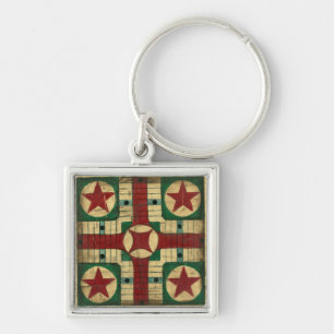 Antique Parcheesi Game Board by Ethan Harper Keychain