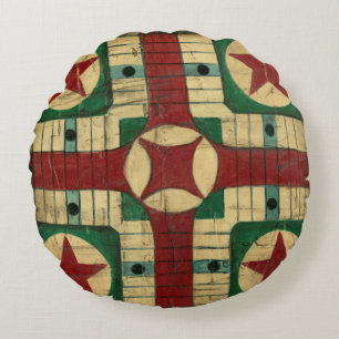 Antique Parcheesi Game Board by Ethan Harper Round Pillow