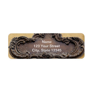 Antique Parchment and Brass Plaque Return Address