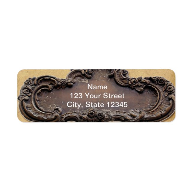 Antique Parchment and Brass Plaque Return Address (Front)