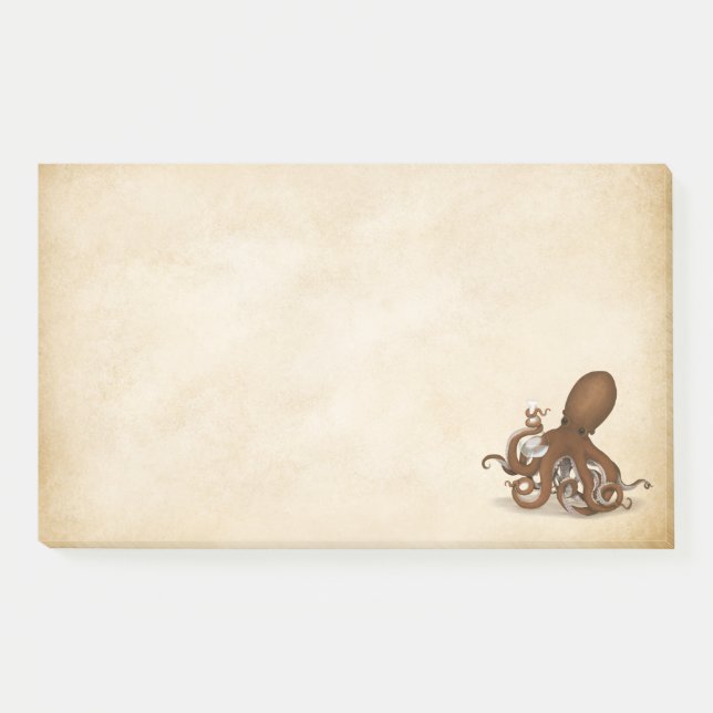 Antique Parchment Chemistry Octopus Steampunk Post-it Notes (Front)
