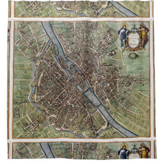 Antique Paris Map 1657 Seine River Vintage France