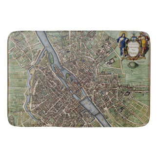 Antique Paris Map 1657 Seine River Vintage France Bath Mat
