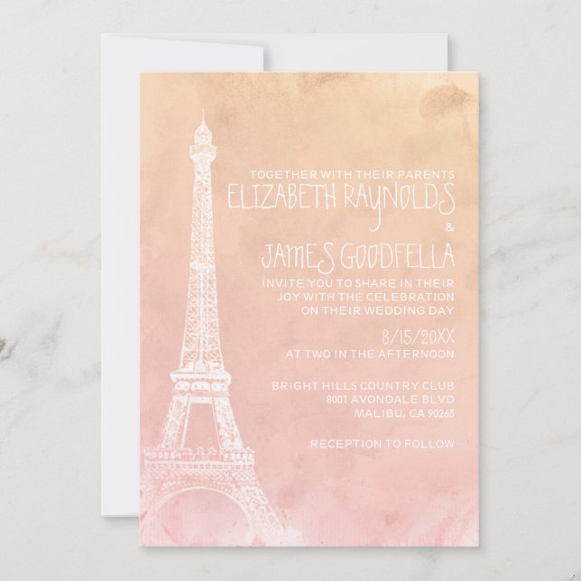 Antique Paris Wedding Invitations (Front)