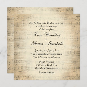 Antique Partition Mariage Thème Invitation